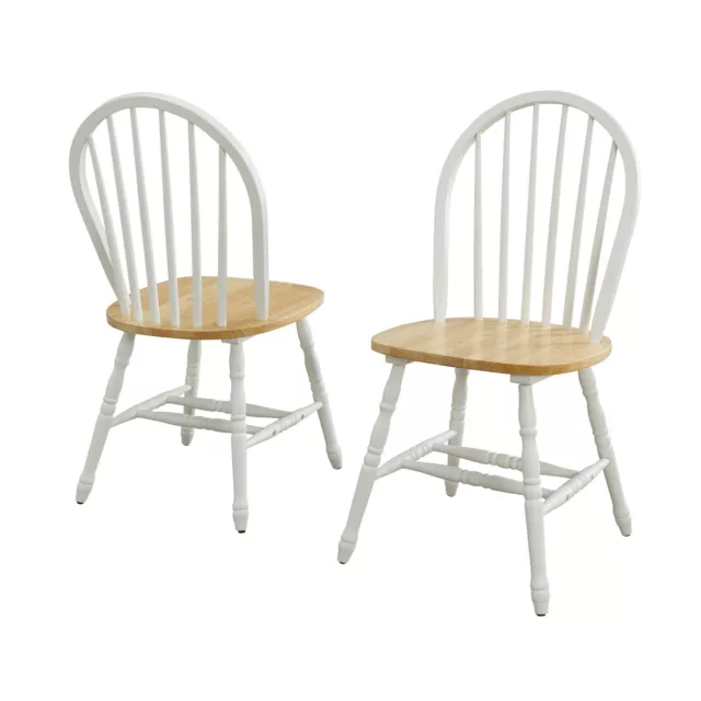 Wooden Dining Chairs Home Kitchen Farmhouse Furniture White Oak Wood Set Of 2