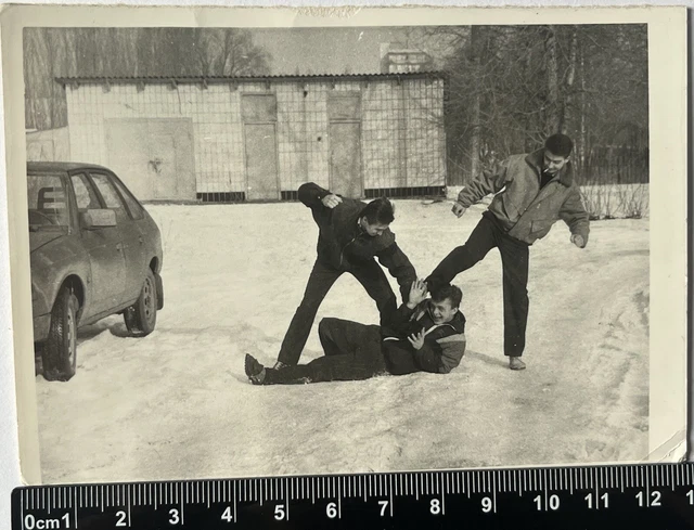 Wrestling fight men couple funny odd gay int vtg photo Guys Smoking