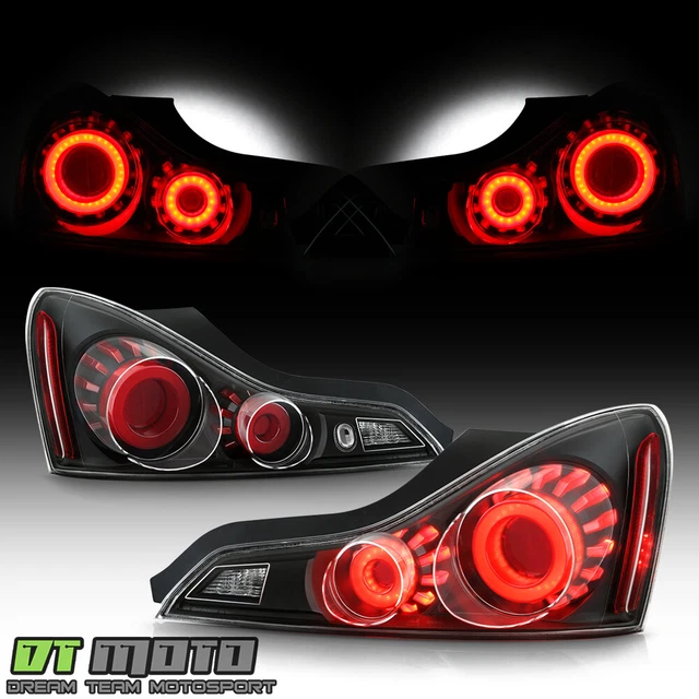 2008-2015 G37 / Q60 Coupe Black 3D LED Tube Tail Lights Brake Lamps Left+Right