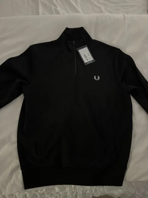 Fred Perry Quarter Zip Mens Black Medium