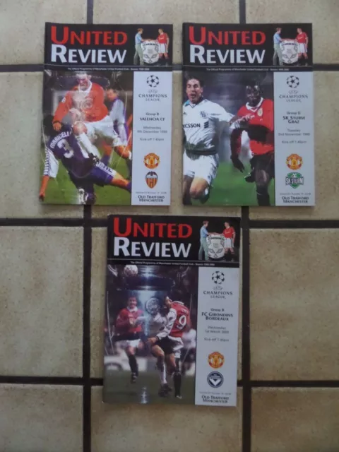 3 x Manchester United Home Programmes - Champions League - 1999/2000 - Lot 17