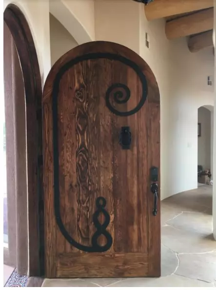 Rustic reclaimed solid lumber Doug Fir DOOR arched winery castle story book iron