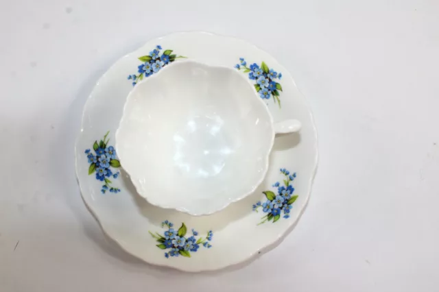 Vintage Hammersley Fine Bone China Cup & Saucer Blue Flowers England MINT 3