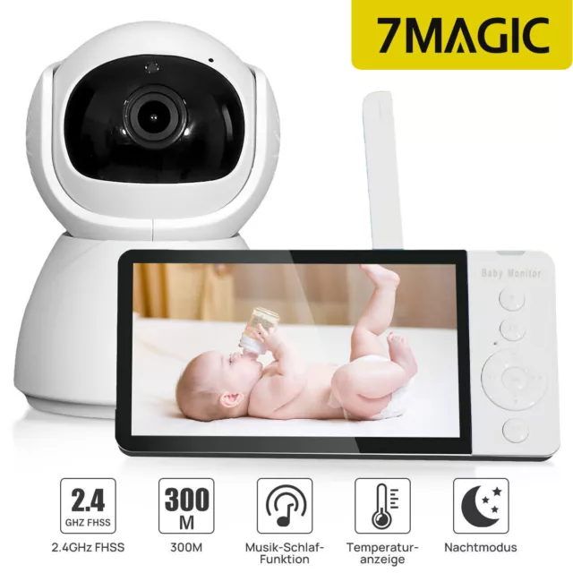 7MAGIC Babyphone mit Kamera Babyfon 5 Zoll Video Monitor Temperaturüberwachung