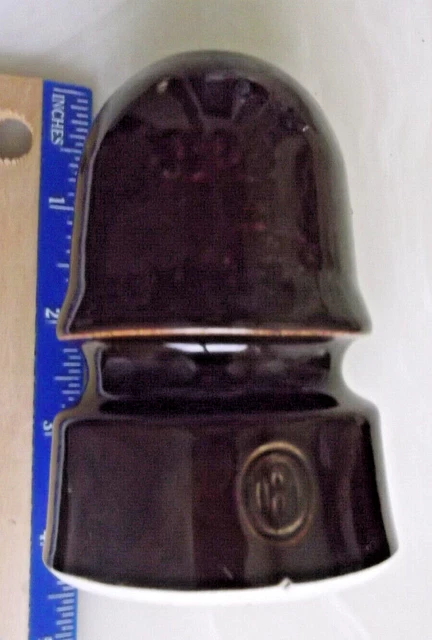 Antique railroad insulator Pinco 6 ceramic brown.