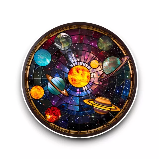 LARGE Solar System Space Stained Glass Window Design Opaque Vinyl Sticker Decal