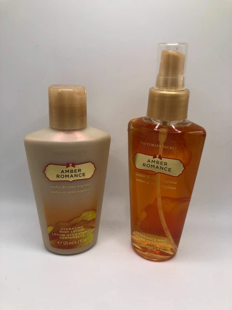 Loción corporal romántica ámbar de Victoria's Secret y niebla fragancia