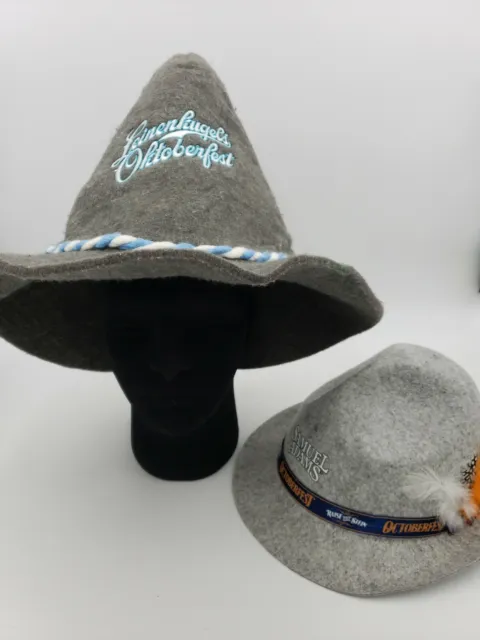Lot of 2 - Leinenkugel's & Samuel Adams Oktoberfest Gray Feathered Hat Material