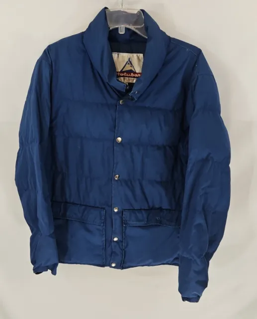 VTG 70S/80S HOLUBAR Blue Snap Up Down Puffer Jacket Mens M $19.95 ...