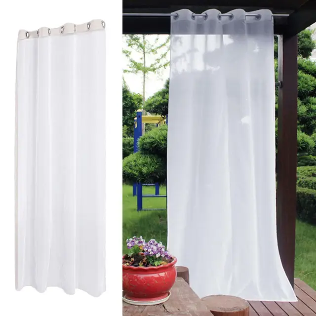 White Sheer Curtain Deck Canopy Garden Patio Drape Pergola Voile Curtains