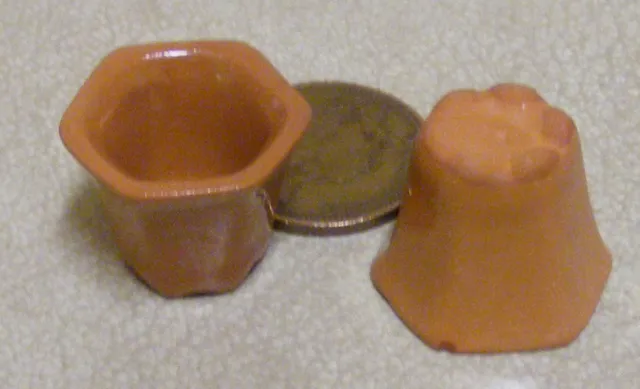 1:12 Scale 2 Terracotta Style Plant Pots Tumdee Dolls House Miniature Flower sh