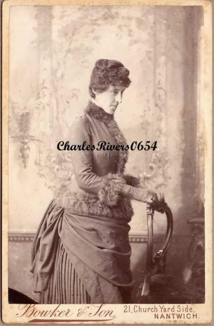 Nantwich Cabinet Card Elegant Lady Dress Fashion Victorian Antique Photo