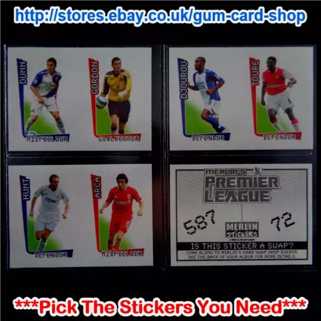 Merlins Premier League 2007-2008 (DOUBLES) *Please Select Stickers*