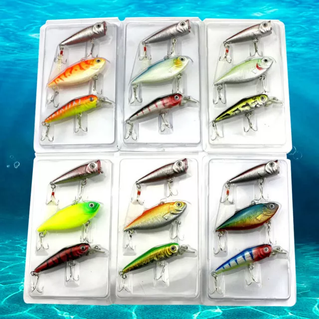 fr 3pcs/Lot pêche leurres Minnow Set mixte Crankbaits Topwater Popper crochet le