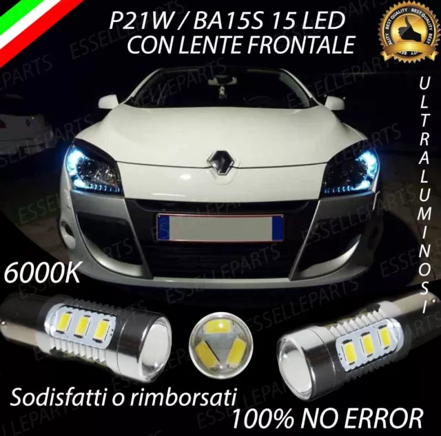 Coppia Luci Diurne Drl 15 Led P21W Ba15S Canbus Renault Megane 3 6000K No Error