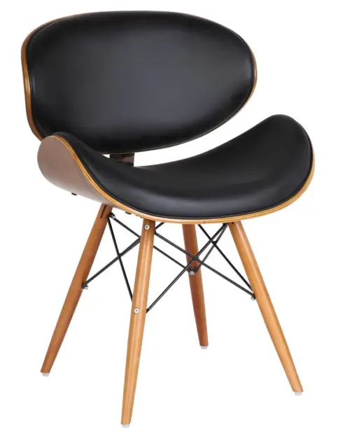 Retro Style   Faux Leather Eiffel Dining Office Chair Wood Legs Walnut Finish 2