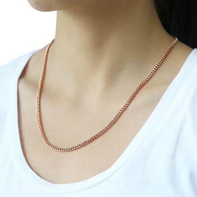 Woman Necklaces 3mm Thin Link Chain Rose Gold Color Wedding Fashion Jewelry Gift