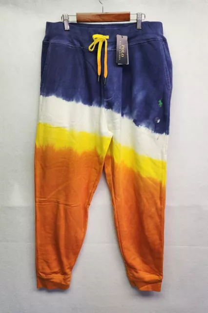 Polo Ralph Lauren Tie Dye Colorblocked Distressed Fleece Jogger Pants Sweatpants