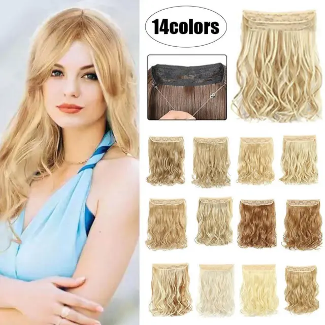 LONG HIDDEN INVISIBLE Wire Hairpiece Straight Synthetic Hair Extensions No  Cl (ц $9.08 - PicClick AU