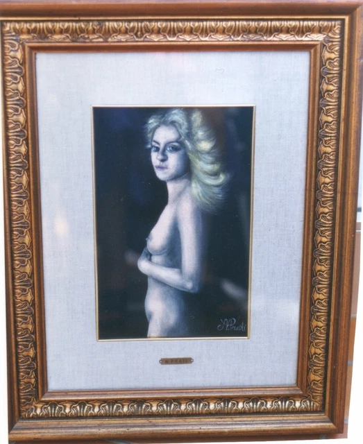 Quadro olio su velluto di Narciso Prati "Nudo di donna" 50x40 con cornice