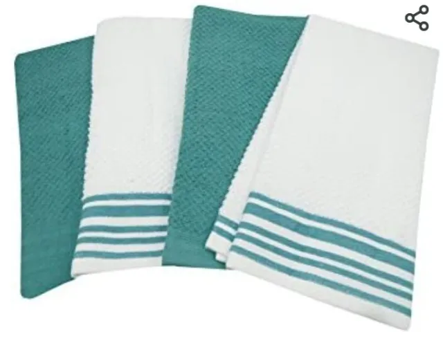 4- Piece Kitchen Towel Set 16 in x 26 in  100% Cotton   Hand Dish Towels Soft