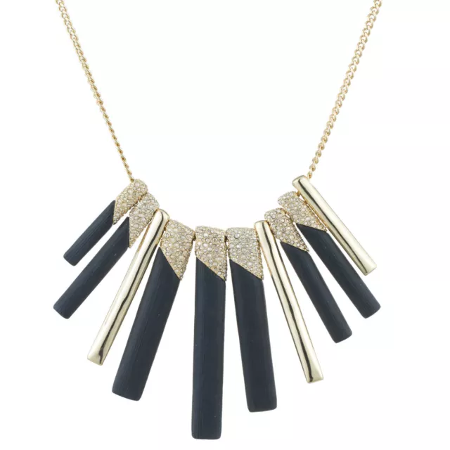 Alexis Bittar Encrusted Tapered Black Lucite Necklace