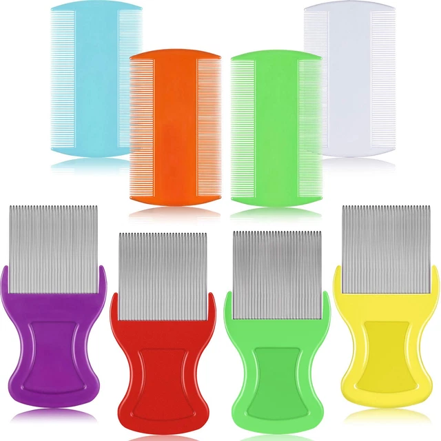 8PC Peine Para Sacar Piojos Y Liendres Dientes Acero Inoxidable Tratamiento TOP