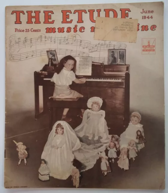 The Etude Music Magazine Vtg 1944 Rare Info Art Great Ads WW2 Segovia Bob Jones