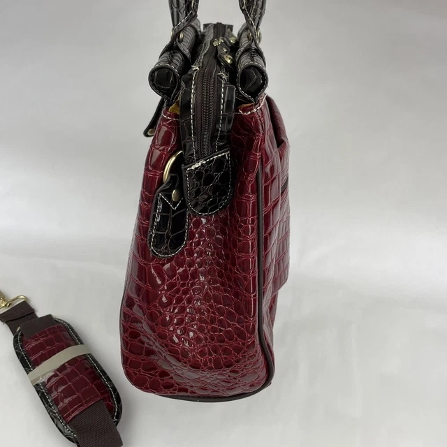NEW Samantha Brown Croco-Embossed Dowel Travel Bag In Watermelon Red PVC 7
