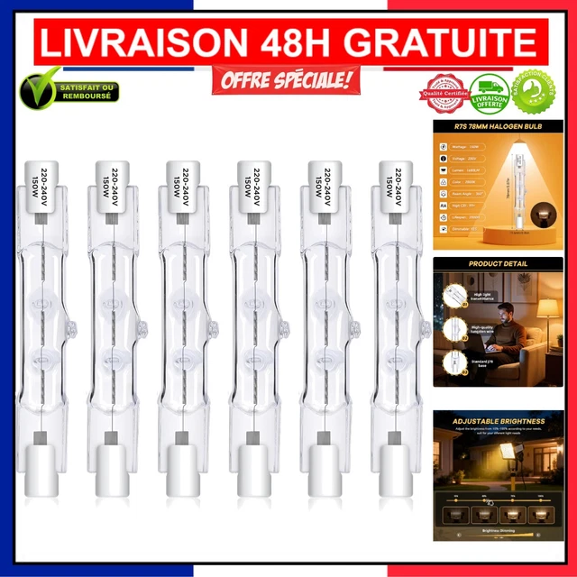 Ampoule LED R7S 10-20W Dimmable – Forme Maïs, 220V, Lumière Jour, 360°, Garantie 3 Ans