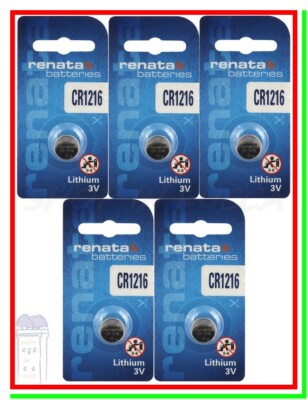 Base 5 BATTERIE PILE SONY CR1216 DL1216 5034LC E-CR1216 E-CR DL 1216 Litio 