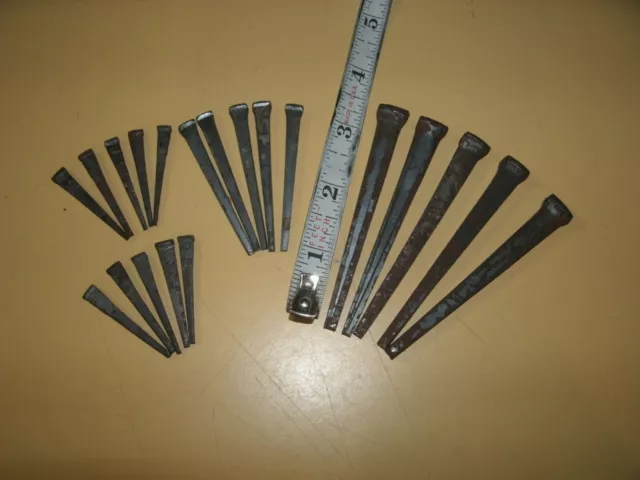 20 Vintage  square cut nails Flat Head 3.5 ,2 1/4 , and 1.5 inch  -  Old Stock