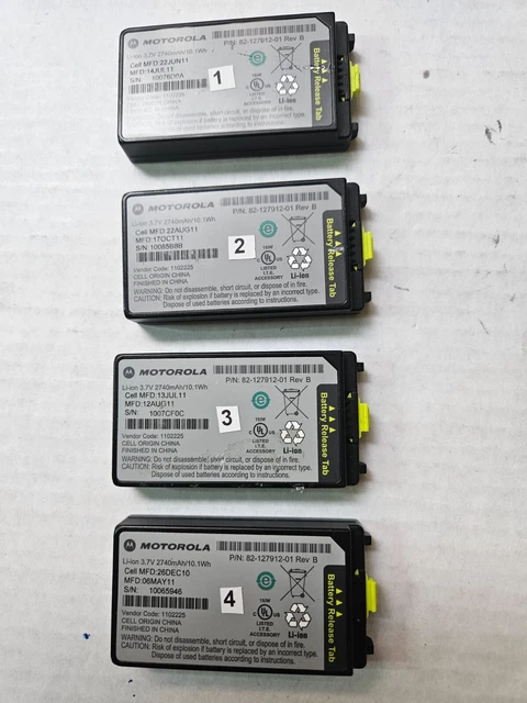 4xUsed Zebra Motorola Symbol MC3090R MC3190R Batteries P: 82-127912-01  Lot#1311