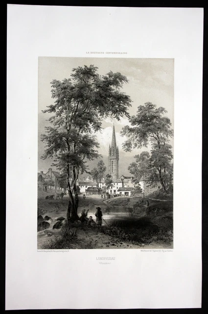 1860 - Landivisiau Finistere Bretagne Francia Litografía