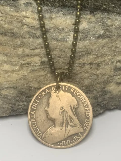 1897 UK PENNY, Queen Victoria Coin Unisex Necklace British. 127 Years ...