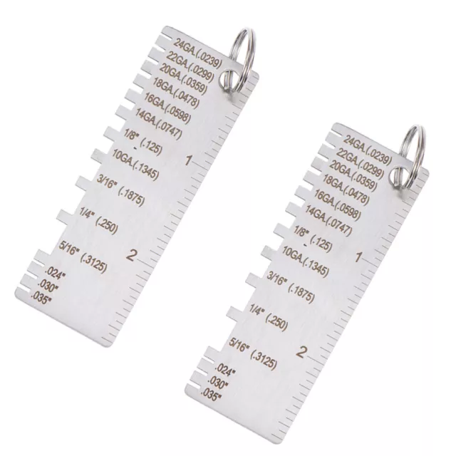 2 Pcs Welding Gauge Tool Steel Thickness Chart Double Sided