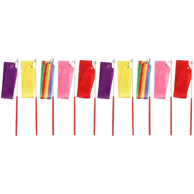 10 Pcs Dance Ribbon Ribbons Sticks Wand Rhythmic Childrens Toys Kids Kite