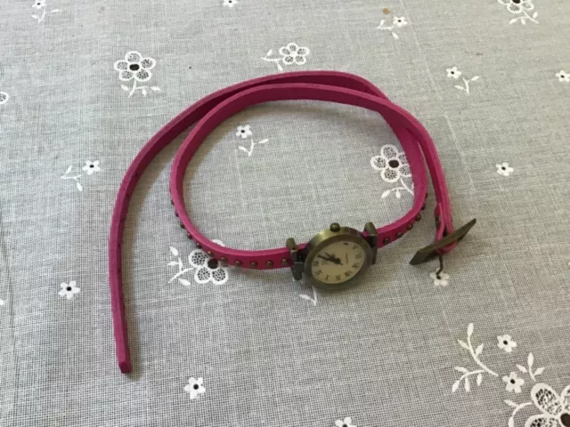 Hot pink women?s watch with long wrap strap