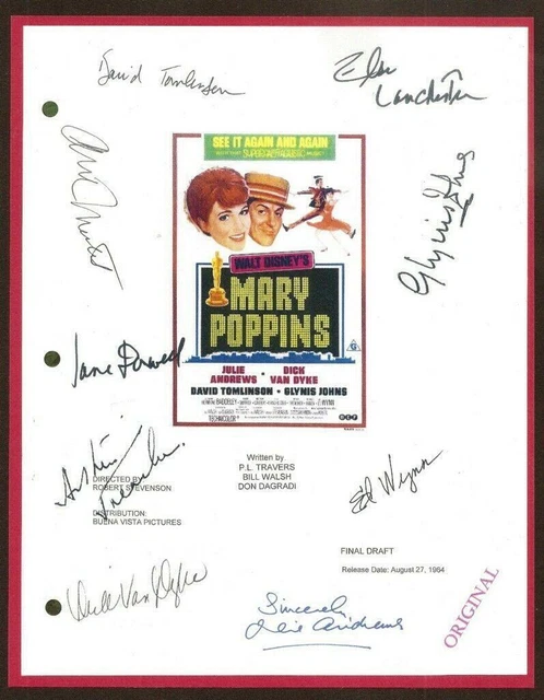 Mary Poppins Movie Script Signed  Rpt Julie Andrews Dick Van Dyke 9X Signatures