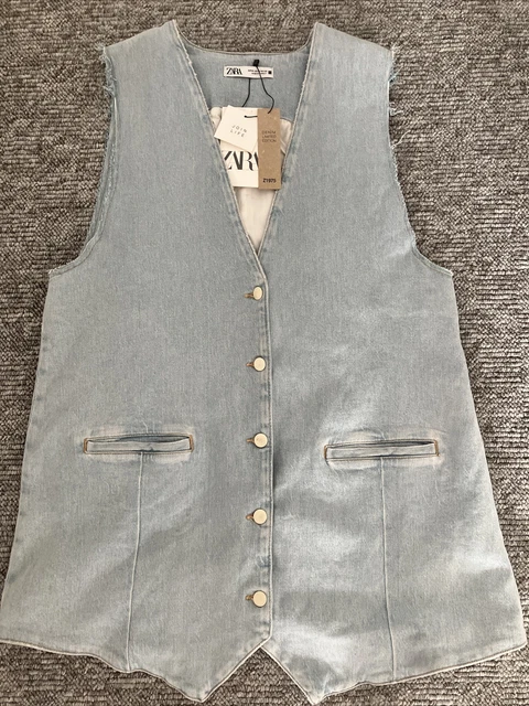 ZARA Blue Denim Limited Edition Oversize Waistcoat Dress Size M New With Tags