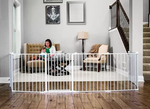 Regalo 192" Super Wide Adjustable Baby Gate Play Yard 4 In 1 Gate, White