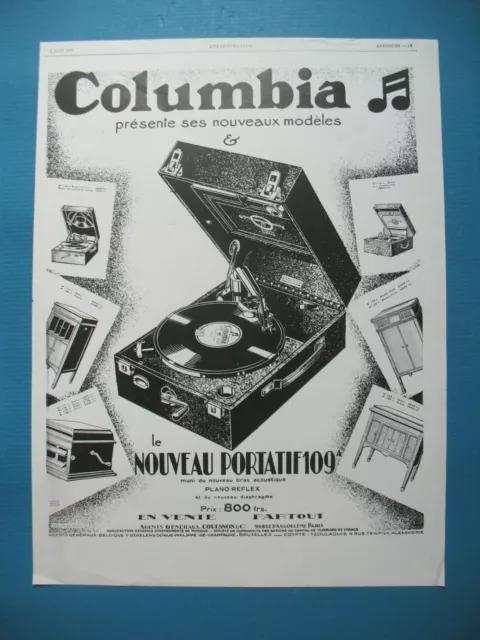 Publicite De Presse Columbia Phono Portatif 109 Nouveaux Modeles Ad 1929