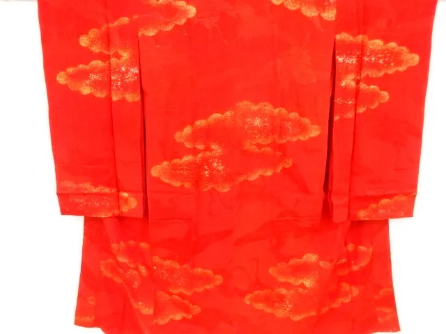 81903# Japanese Kimono / Antique Juban For Furisode / Woven Crane