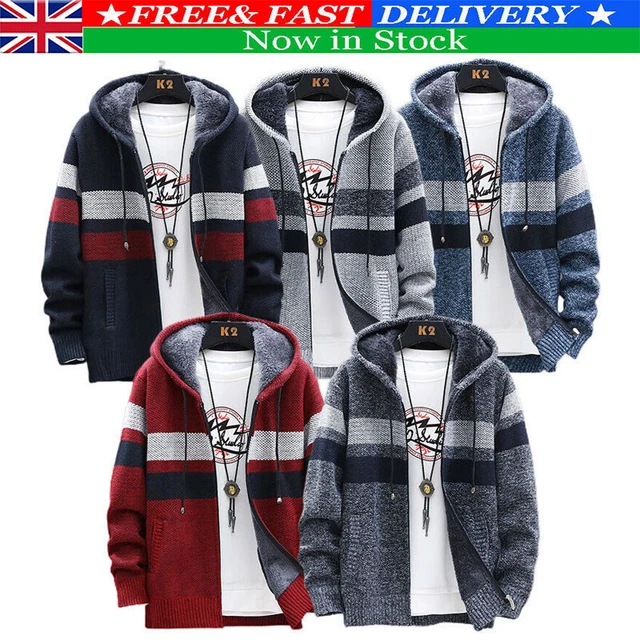 Mens Thick Warm Fleece Lined Hoodie Winter Zip Up Coat Jacket Sweatshirt Hooded