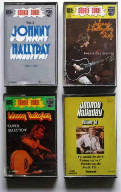 LOT 4 x Cassettes Audio K7 - JOHNNY HALLYDAY PHILIPS 7550065 / 7599157 / 7581210