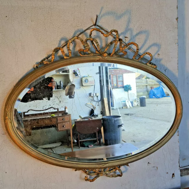 georgian,antique,gilt,oval,ribbon,frame,Mirror,78 cm,mirror,wall mirror,beveled,