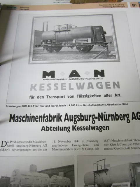 Eisenbahnwagen mit Risszeichnung 8.1 MAM Ag Abt. Kesselwagen 4S
