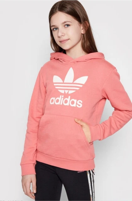 Adidas Junior Girls Hoodie Fleece Top Sweatshirt Big Logo