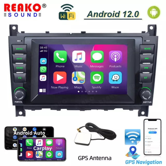 For Mercedes Benz W203 2004-2007 Android12 Radio Car Stereo CarPlay GPS Nav WIFI