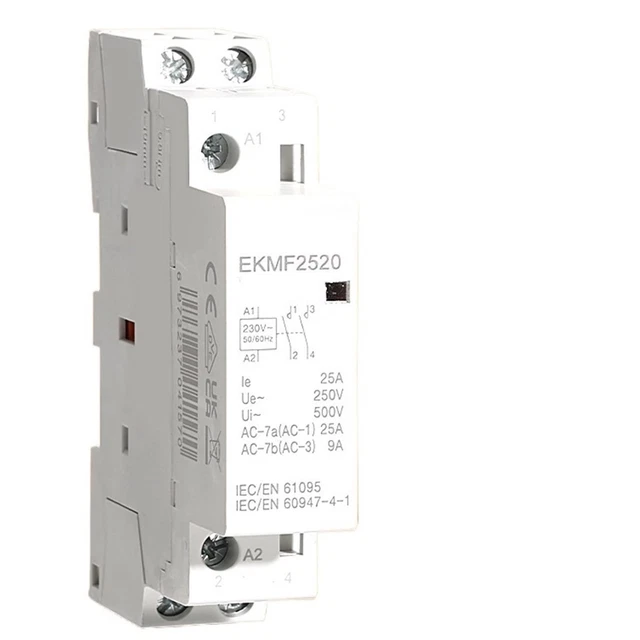 Contattore AC 2P 20A 220V/230V Per Guida DIN - Modulo 1NO+1NC Per Impianti Domestici